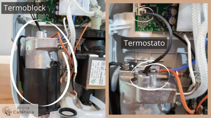 Termoblock y termostato de una cafetera Dolce Gusto