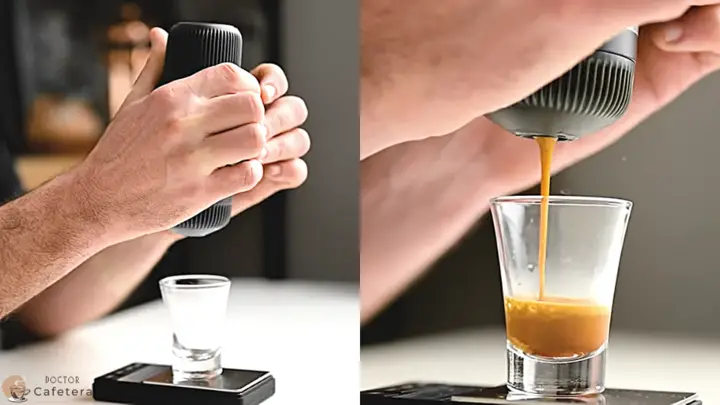 Extracción del café con la cafetera Nanopresso