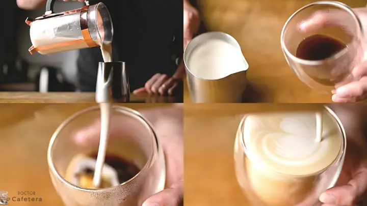 Latte Art del cappuccino con leche de almendras