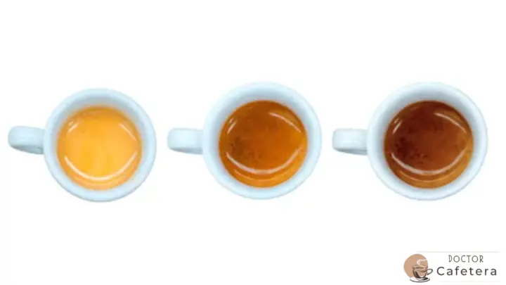 Comparación de tres resultados de crema de espresso diferentes