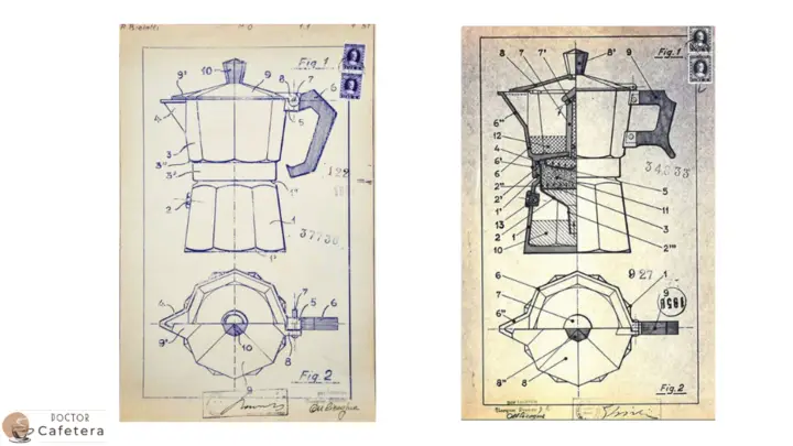Patent der italienischen Kaffeemaschine von Alfonso Bialetti