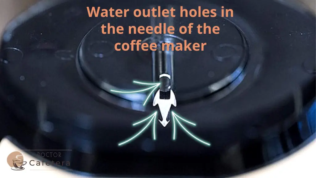 Water outlet holes in the needle of the Keurig coffee maker