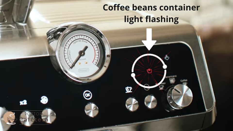 Coffee beans container light flashing