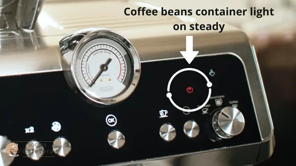 Coffee beans container light on steady