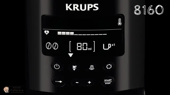 Display of the Krups 8160 super automatic coffee maker