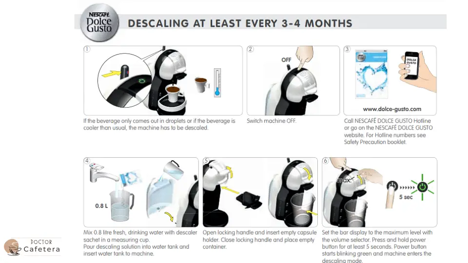 Example of a Dolce Gusto instruction manual page