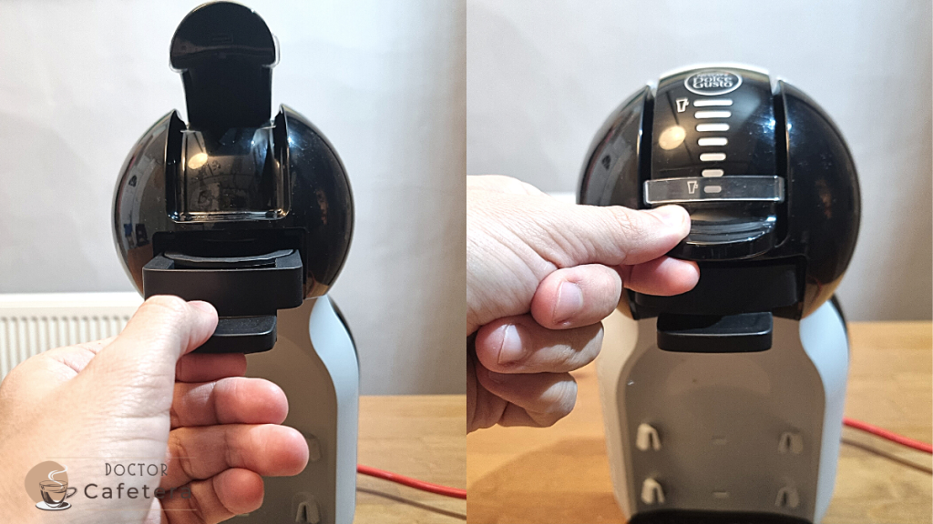 Insert the adapter into the Dolce Gusto and lower the lid