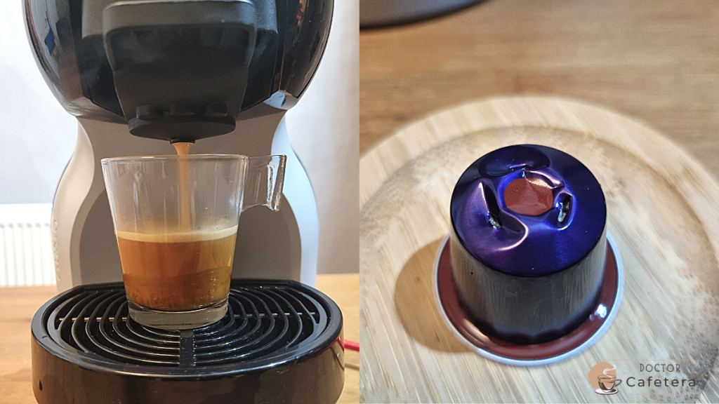 Nespresso coffee pod is slightly damaged after coffee preparation