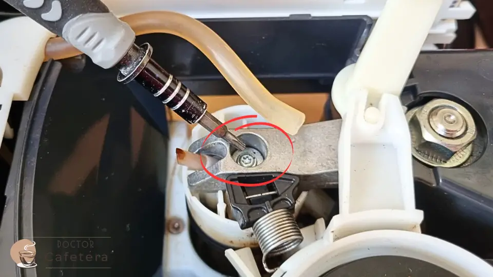 Remove the Torx screw on top of the piston