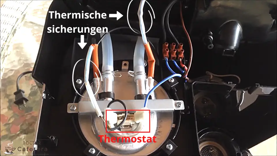 Thermische Sicherungen und Thermostat der Delonghi-Tropfkaffeemaschine