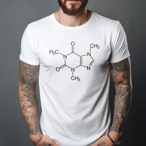 Camiseta hombre molecula de la cafeína sola
