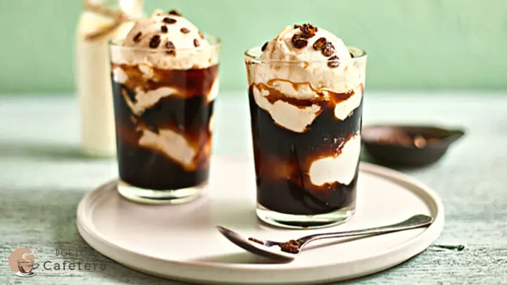 Affogato coffee in tall crystal glasses