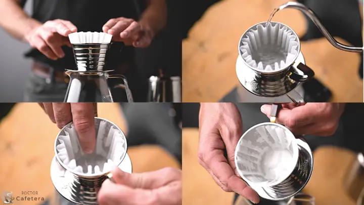 How to place the filter and preheat the Kalita Wave coffee maker