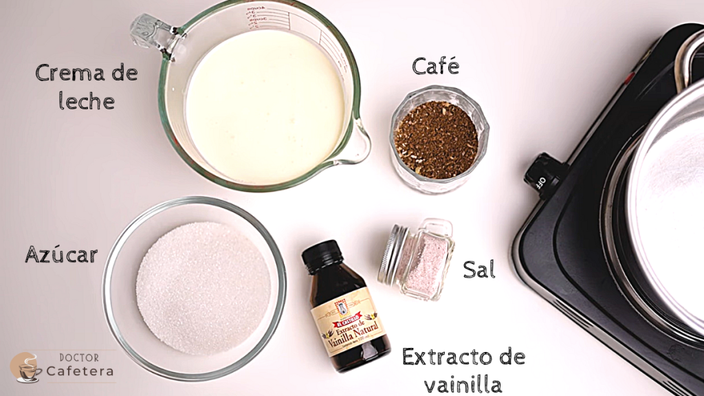 Ingredientes para la salsa de café