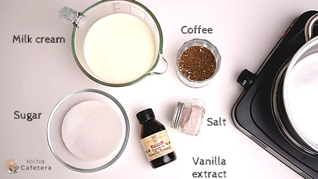 Ingredients for the coffee sauce