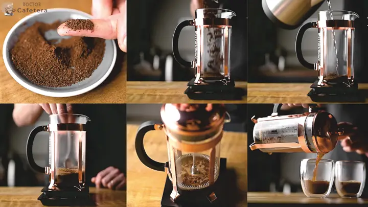 Preparation of the coffee with the French press